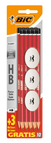 Pensils Gilbert HB2 x10 + 3 eraser